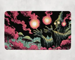 Dark Necromancer MTG Playmat Psychedelic Spellcaster Mushroom Fantasy Art 14x24 - Image 1