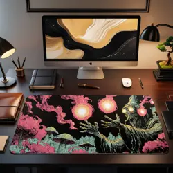 Dark Necromancer MTG Playmat Psychedelic Spellcaster Mushroom Fantasy Art 14x24 - Image 2