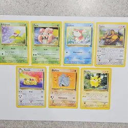 Pokemon TCG 7 Card Lot Dutch Bellsprout Pikachu Goldeen Tauros Persian Jungle - Image 1