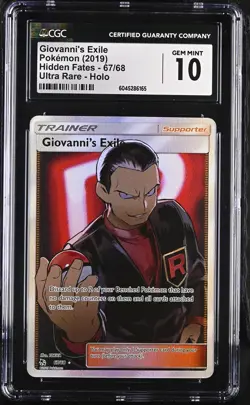 CGC 10 Giovanni's Exile Hidden Fates 67/68 Ultra Rare Holo Pokemon Card - Image 1
