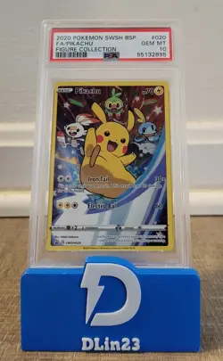 2020 POKEMON FIGURE COLLECTION FULL ART PIKACHU SWSH020 PROMO PSA 10 GEM MINT - Image 1