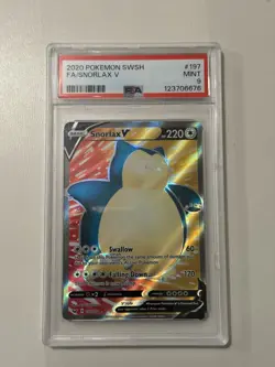 2020 Pokemon Sword Shield Snorlax V 197/202 Full Art Holo PSA 9 MINT - Image 1