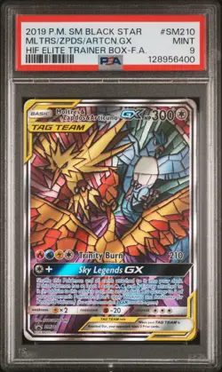 2019 POKEMON SM BLACK STAR PROMO FULL ART/MOLTRES & ZAPDOS & ARTICUNO GX PSA 9 - Image 1