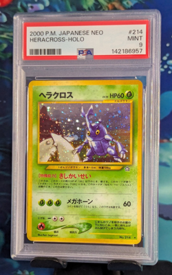 2000 Pokemon Holo Rare Heracross #214 Neo Genesis Mint PSA 9 - Image 1