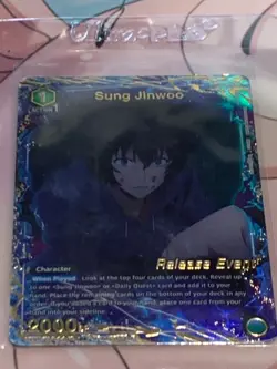 union arena solo leveling sung jinwoo release event card gold etching - Image 1
