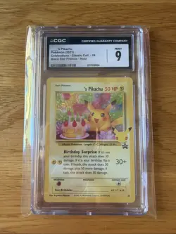 2021 Pokemon Celebrations Birthday Pikachu Black Star Promo CGC 9 - Image 1