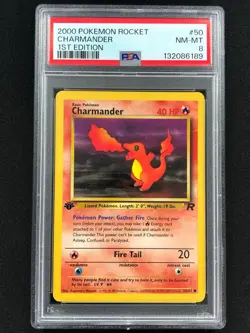 Pokemon 2000 Rocket Charmander 1st 50/82 PSA 8 - Image 1