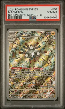 Pokemon 2024 Magneton 159 Pokemon Center Stamp Promo Surging Sparks PSA 10 - Image 1