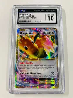 CGC 10 Dragonite EX 72/108 XY Evolutions 2016 Pokemon TCG Ultra Rare Gem Mint - Image 1