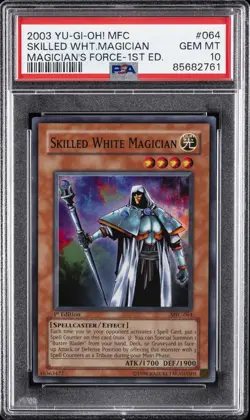 2003 YU-GI-OH! MFC-MAGICIAN'S FORCE 1ST ED #064 SKILLED WHITE MAGICIAN PSA 10 - Image 1