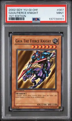 2002 YU-GI-OH! STARTER DECK: YUGI 1ST ED #007 GAIA THE FIERCE KNIGHT PSA 9 - Image 1