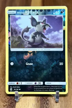 Alolan Rattata 76/149 Reverse Holo Sun & Moon Pokemon Card NM - Image 1