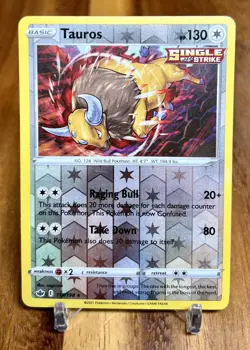 Tauros 115/198 Reverse Holo Rare SWSH Chilling Reign Pokemon Card NM - Image 1