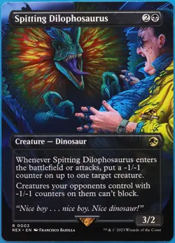 Spitting Dilophosaurus Jurassic World NM Black Rare CARD (512847) ABUGames - Image 1