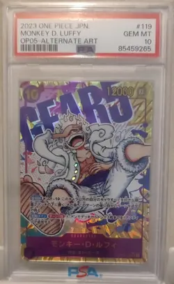 Monkey D.Luffy Japanese Card Op-05 #119 "Gear 5" PSA 10 - Image 5