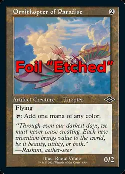 MTG ORNITHOPTER OF PARADISE FOIL EXC ORNITOTTERO PARADISO MH2 RETRO EN ETCHED - Image 1