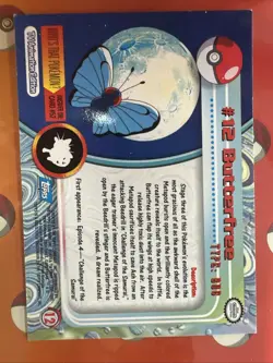 Butterfree #12 1999 Topps Pokemon TV Animation Edition Series 1 Blue Logo - Image 2