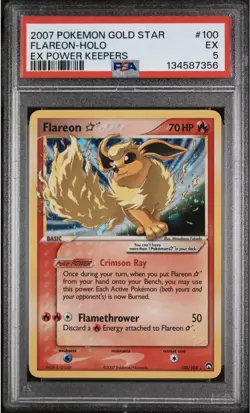 PSA 5 - 2007 Pokemon Gold Star Ex Power Keepers FLAREON HOLO #100 (3823) - Image 1