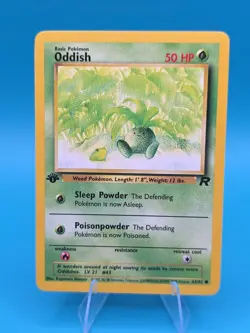 ODDISH 63/82 COMMON TEAM ROCKET POKEMON 1ST EDITION HP - Image 1