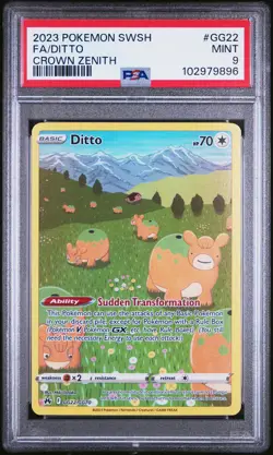 2023 POKEMON SWORD & SHIELD CROWN ZENITH #GG22 FULL ART/DITTO PSA 9 - Image 1
