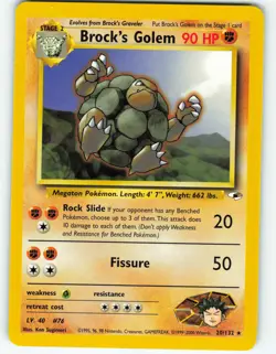 Brock's Golem - 20/132 Gym Heroes - Pokemon TCG - 2000 - Image 1