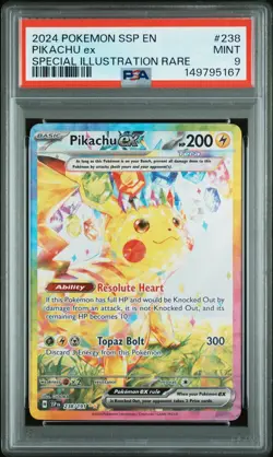 2024 POKEMON SSP EN-SURGING SPARKS SPECIAL ILLUSTRATION RARE PIKACHU EX PSA 9 - Image 1