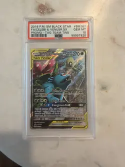 2019 POKEMON SM BSP #SM167 FA/CELEBI & VENUSR.GX PROMO-TAG TEAM TINS PSA 10 - Image 1