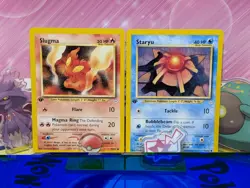 Slugma 53/64 1st Edition & Staryu 54/64 1st Edition Neo Revelation Pokemon Nm-Mt - Image 1
