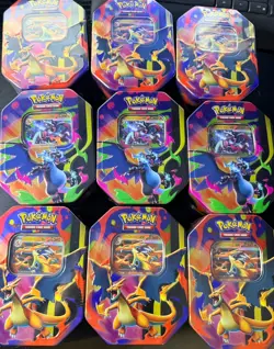 Mega Charizard X and Y Tins Sealed - Set of 9 (as pictured) - Pokemon TCG - Image 1