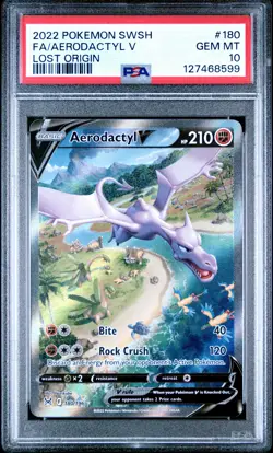Aerodactyl V Alternate Art PSA 10 2022 Pokemon Sword & Shield Lost Origin #180 - Image 1