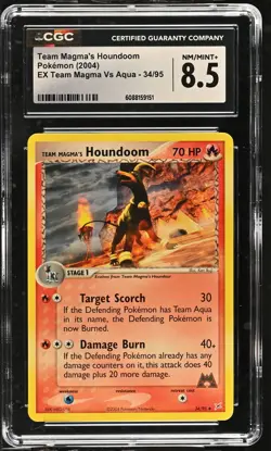 CGC 8.5 Team Magma's Houndoom 2004 EX Team Magma Vs Aqua 34/95 Pokemon Card - Image 1
