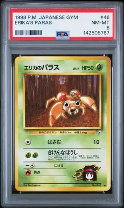 1998 POKEMON JAPANESE GYM #46 ERIKA'S PARAS PSA 8 - Image 1