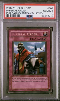 YUGIOH PSA 10 2002 Imperial Order PSV-104 Secret Rare 1st Edition - Image 1