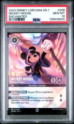 Disney Lorcana 2023 Mickey Mouse Wayward Sorcerer Enchanted PSA 10 English - Image 1