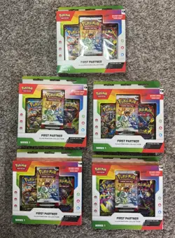 Pokemon TCG First Partner Illustration Collection Box Series 1 (LOT OF 5 SEALED) - Image 1
