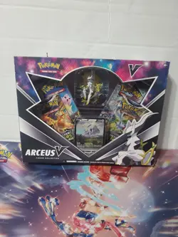 🔥 Pokemon TCG Arceus V Figure Box - 4 Booster Pack Factory Sealed!! 💥 820650850165 - Image 1