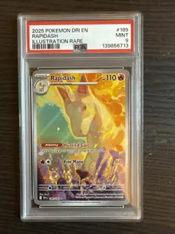 Rapidash 189/182 Illustration Rare 2025 Pokemon Destined Rivals PSA 9 Mint - Image 1