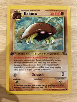 Pokemon TCG Kabuto 1st Edition 50/62 Non-Holo Fossil Set 1999 - Image 1