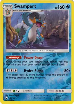 1x Swampert - 35/168 - Rare - Reverse Holo Moderately Played Pokemon SM07 - Cele - Image 1