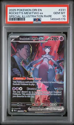 2025 POKEMON DRI EN-DESTINED RIVALS #231 TEAM ROCKET'S MEWTWO EX PSA 10 - Image 1
