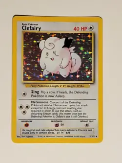 Vintage1999 Pokemon Clefairy Base Set Holo 40 HP Card 5/102 NP Exc - Image 1