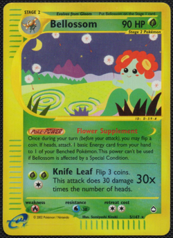 Bellossom Aquapolis 5/147 Reverse Holo Unlimited Pokemon Card Played - Image 1