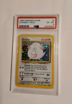 PSA 6 Chansey Holo 3/102 Base Set 1999 Pokemon Card - Image 1