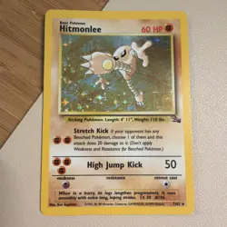 Hitmonlee 7/62 Holo Rare Fossil Set Pokemon Card VLP-LP - Image 1