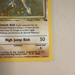 Hitmonlee 7/62 Holo Rare Fossil Set Pokemon Card VLP-LP - Image 3