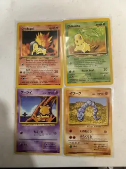 Pokemon Neo Genesis Basic Pokemon - Cyndaquil, Chikorita, Abra, Onix - 4 cards - Image 1