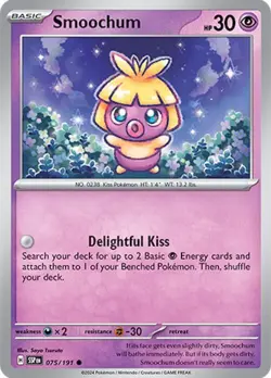 Smoochum SV08: Surging Sparks 075/191 NM English Pokemon Card - Image 1