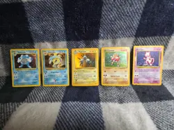 Lot Of 5 Vintage Unlimited Base Set Holo Pokemon Cards LP-MP - Image 1