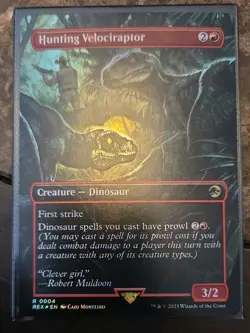 Authentic MTG Hunting Velociraptor Borderless Foil - Image 1