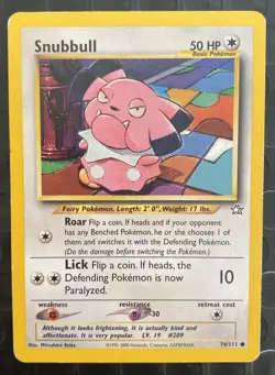 Snubbull # 74/111 Neo Genesis Non Holo Foil Pokemon Vintage TCG ( 2000) - Image 1